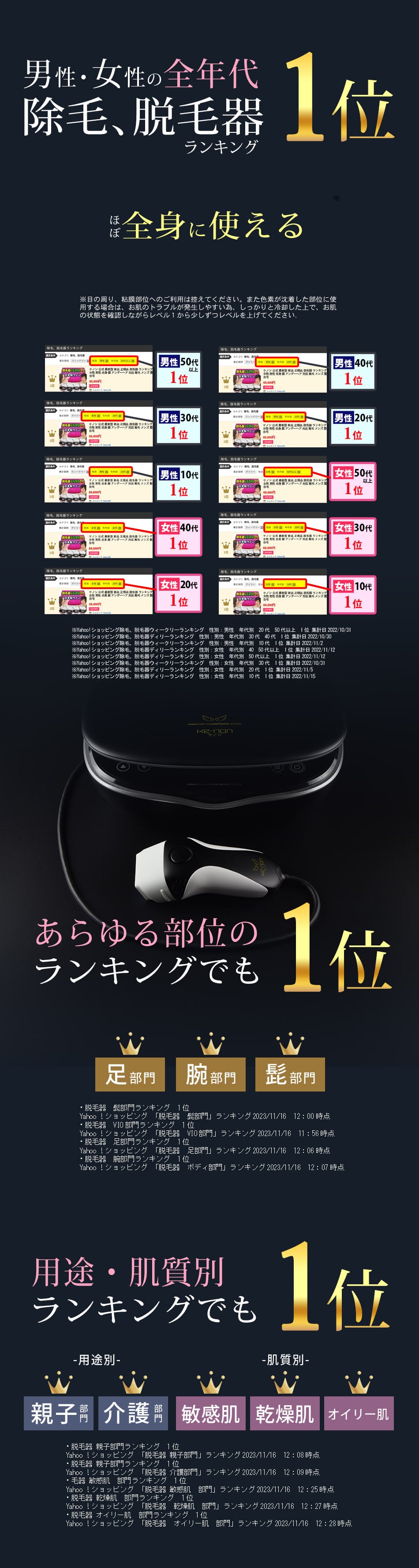 男性女性全世代1位